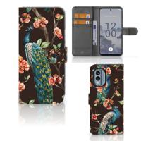 Nokia X30 | Telefoonhoesje | Met pasjeshouder | Pauw met Bloemen