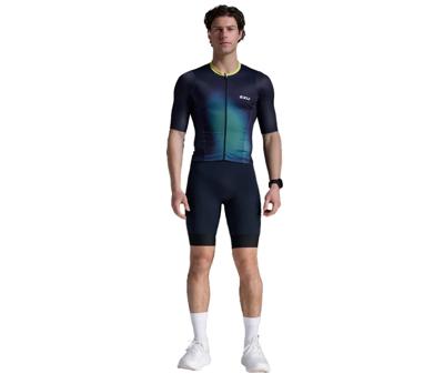 2XU Aero Hex Tri top korte mouw Midnight/Cool Matcha Heren L