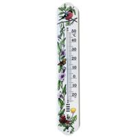 TFA Thermometer - bloemen - kunststof - XL - wit - 50 x 9.2 cm - tuindecoratie