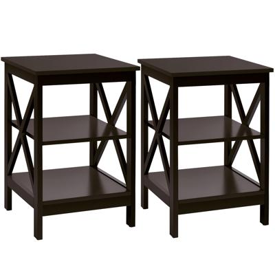 Nachtkastje 3 Niveaus Bijzettafel 2 Pak Nachtkastje 40 x 40 x 61 cm Sofa-tafel Koffie