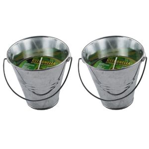 Citronella kaars in metalen emmertje - 8x - H9 cm - 30 branduren - citrusgeur