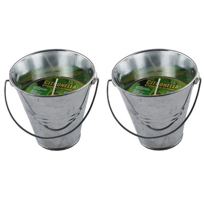 Citronella kaars in metalen emmertje - 8x - H9 cm - 30 branduren - citrusgeur