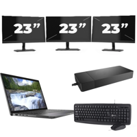 Dell Latitude 7410 - Intel Core i7-10e Generatie - 14 inch - 16GB RAM - 256GB SSD - Windows 11 Home + 3x 23 inch Monitor