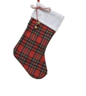 Kerstsok pes ruit h45cm rood - Ksd