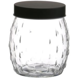 Voorraadpot/bewaarpot Mora - 1.2L - glas - zwart - D13 x H15 cm