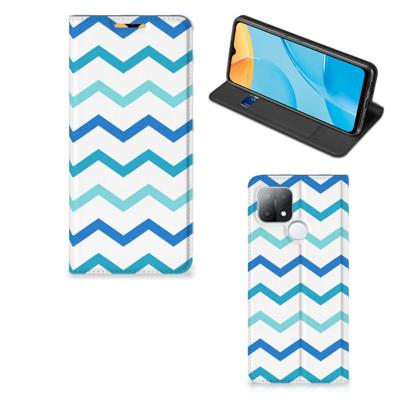 OPPO A15 | Hoesje met Magneet | Zigzag Blauw