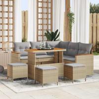 Tuinbankenset 9 pcs Beige poly rattan