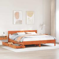 Bedframe zonder matras massief grenenhout wasbruin 180x200 cm