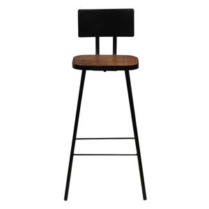 The Living Store Barstoelen - gerecycled hout - 45 x 36 x 99 cm - stalen frame