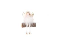 HBX Natural Living Deco engel op boomstam h19cm roze