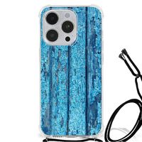 iPhone 14 Pro Stevig Telefoonhoesje Wood Blue