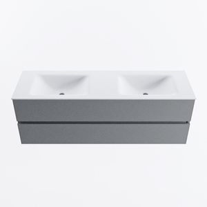 MONDIAZ VICA 150cm badmeubel onderkast Plata 2 lades. Wastafel CLOUD dubbel 2 kraangaten, kleur Talc.