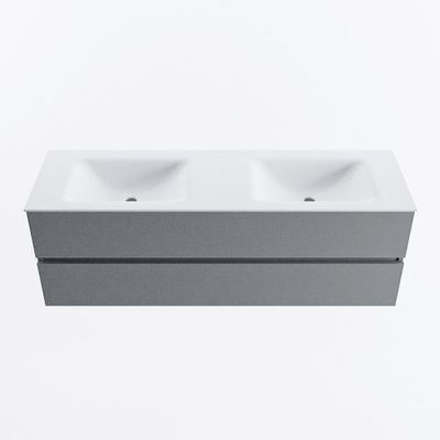 MONDIAZ VICA 150cm badmeubel onderkast Plata 2 lades. Wastafel CLOUD dubbel 2 kraangaten, kleur Talc.