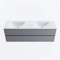 MONDIAZ VICA 150cm badmeubel onderkast Plata 2 lades. Wastafel CLOUD dubbel 2 kraangaten, kleur Talc.