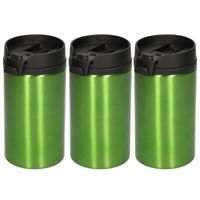 10x Warmhoudbekers metallic/warm houd bekers groen 320 ml - thumbnail