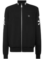 Philipp Plein hoodie zippé à broderies - Noir