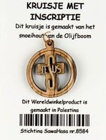 Kruisje met Inscriptie Olijfhout (3 cm)