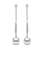 Yoko London boucles d'oreilles pendantes Trend en or blanc 18ct ornées de diamants et de perles - Argent - thumbnail