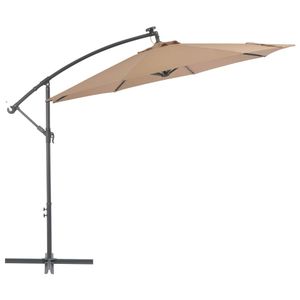 VidaXL Zweefparasol met LED-verlichting stalen paal 300 cm taupe