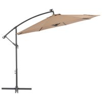 VidaXL Zweefparasol met LED-verlichting stalen paal 300 cm taupe - thumbnail