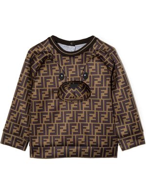 Fendi Kids sweat à motif FF - Marron