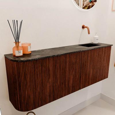 Toiletmeubel Mondiaz Joya Dlux | 111.6 cm | Meubelkleur Ruby | Faye wastafel Lava Wasbak Rechts | Zonder kraangat(en)