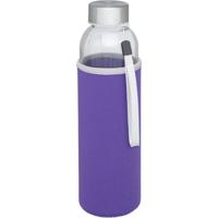 Glazen waterfles/drinkfles - softshell bescherm hoes paars - 500 ml - Sportfles - Bidon