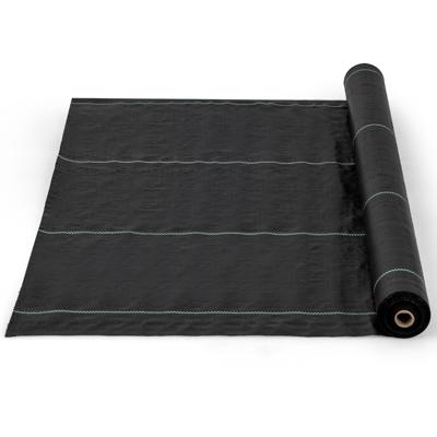 Onkruidbarrièremat Tuin 50 m x 1 m PP Onkruidbarrièremat met Duidelijke Rechte Geleidelijn voor Tuin Oprit Zwart