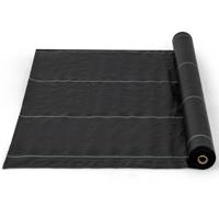 Onkruidbarrièremat Tuin 50 m x 1 m PP Onkruidbarrièremat met Duidelijke Rechte Geleidelijn voor Tuin Oprit Zwart