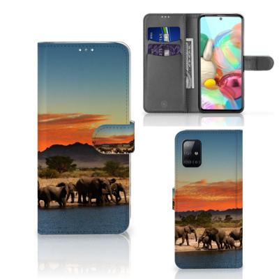 Samsung Galaxy A71 | Telefoonhoesje | Met pasjeshouder | Olifanten