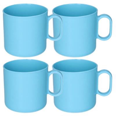 Plasticforte onbreekbare Drinkbekers - 4x - kunststof - 320 ml - blauw - kinderen - camping