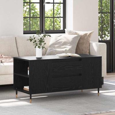 Salontafel Zwart eiken 102 x 44.5 x 50 cm Bewerkt hout