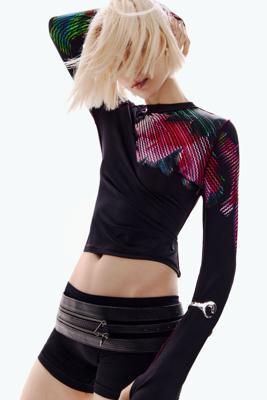 Pixelbloemen T-shirt - BLACK - S