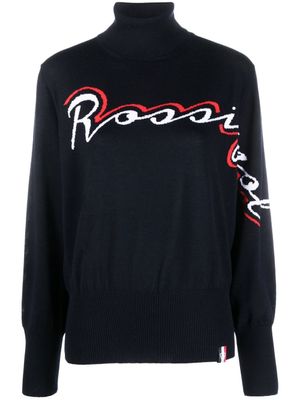 Rossignol pull en laine mérinos à logo en intarsia - Bleu