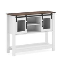 Dressoir Haltafel met 2 Schuifdeuren 2 Open Vakken Verstelbare Plank Haltafel in Landhuisstijl Opbergkast Consoletafel voor Hal Woonkamer Gang