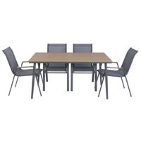 Tafel met zes stoelen Home ESPRIT Bruin Donker grijs Staal Polywood Textilene 150 X 90 X 73 CM