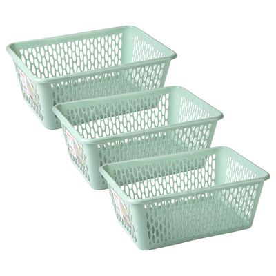 Opbergmand/kastmandje - 3x stuks - 6,5 liter - mintgroen - kunststof - 20 x 30 x 11 cm