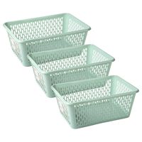 Opbergmand/kastmandje - 3x stuks - 6,5 liter - mintgroen - kunststof - 20 x 30 x 11 cm