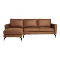 by fonQ Milan Hoekbank met Chaise Longue 3-zitsbank - Links / Rechts - Microleder - Cognac