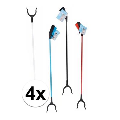4x afvalgrijpers in verschillende kleuren 83 cm