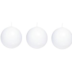 Trend Candles Bolkaars glad - 3x - wit - 8 cm - 25 branduren - ronde kaarsen