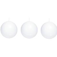 Trend Candles Bolkaars glad - 3x - wit - 8 cm - 25 branduren - ronde kaarsen