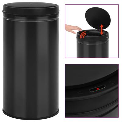 VidaXL Prullenbak met automatische sensor 60 l koolstofstaal zwart
