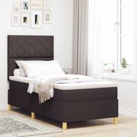 Boxspring bed met matras Donkerbruin 90 x 190 cm Stof