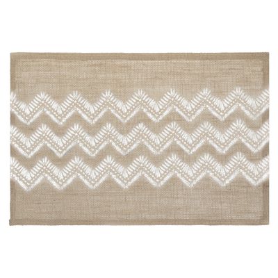 Rechthoekige placemat zigzag lijnen wit jute 45 x 30 cm