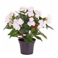 Bellatio Flowers Kunstplant Vlijtig Liesje - heesters - wit - 25 cm - kunstbloemen