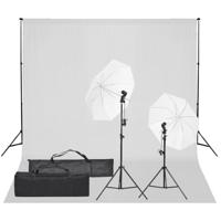 Fotostudioset met verlichtingsset en achtergrond