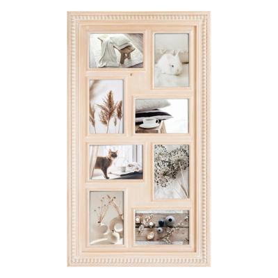 Collage fotolijst Natural - voor 8x foto van 10 x 15 cm - hout - beige - 37 x 66 cm