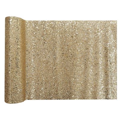 Tafelloper op rol - goud glitter - 28 x 300 cm - polyester