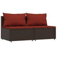 The Living Store Tuinmiddenbanken - Bruin - 63 x 63 x 57.5 cm - Weerbestendig PE-rattan